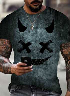 2021 summer short-sleeved men's set fashion top 3D print