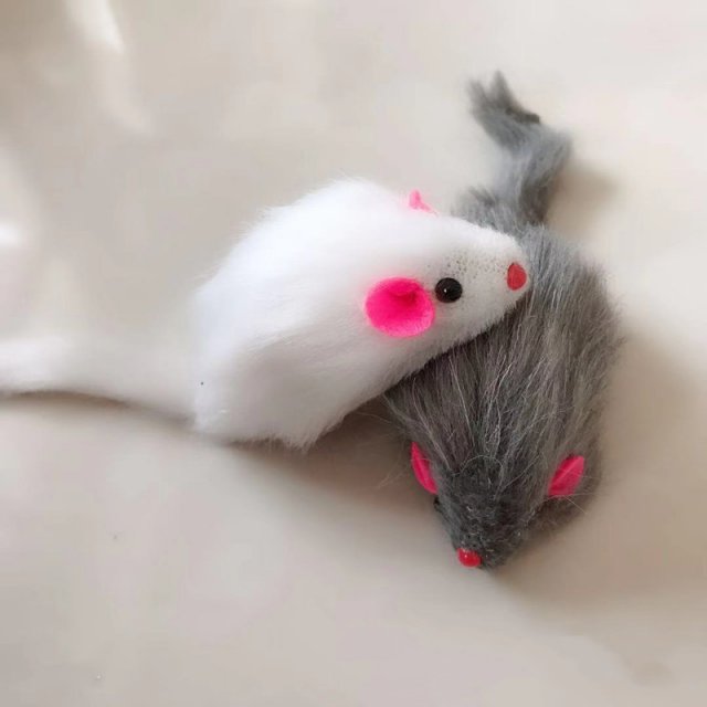 1/2/5Pcs False Mouse Cat Pet Toys Long-haired Tail Mice With - 图0