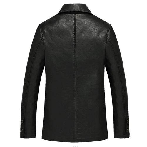 Leather Jacket Men Soft PU Leather Jacket Male Business Casu - 图0