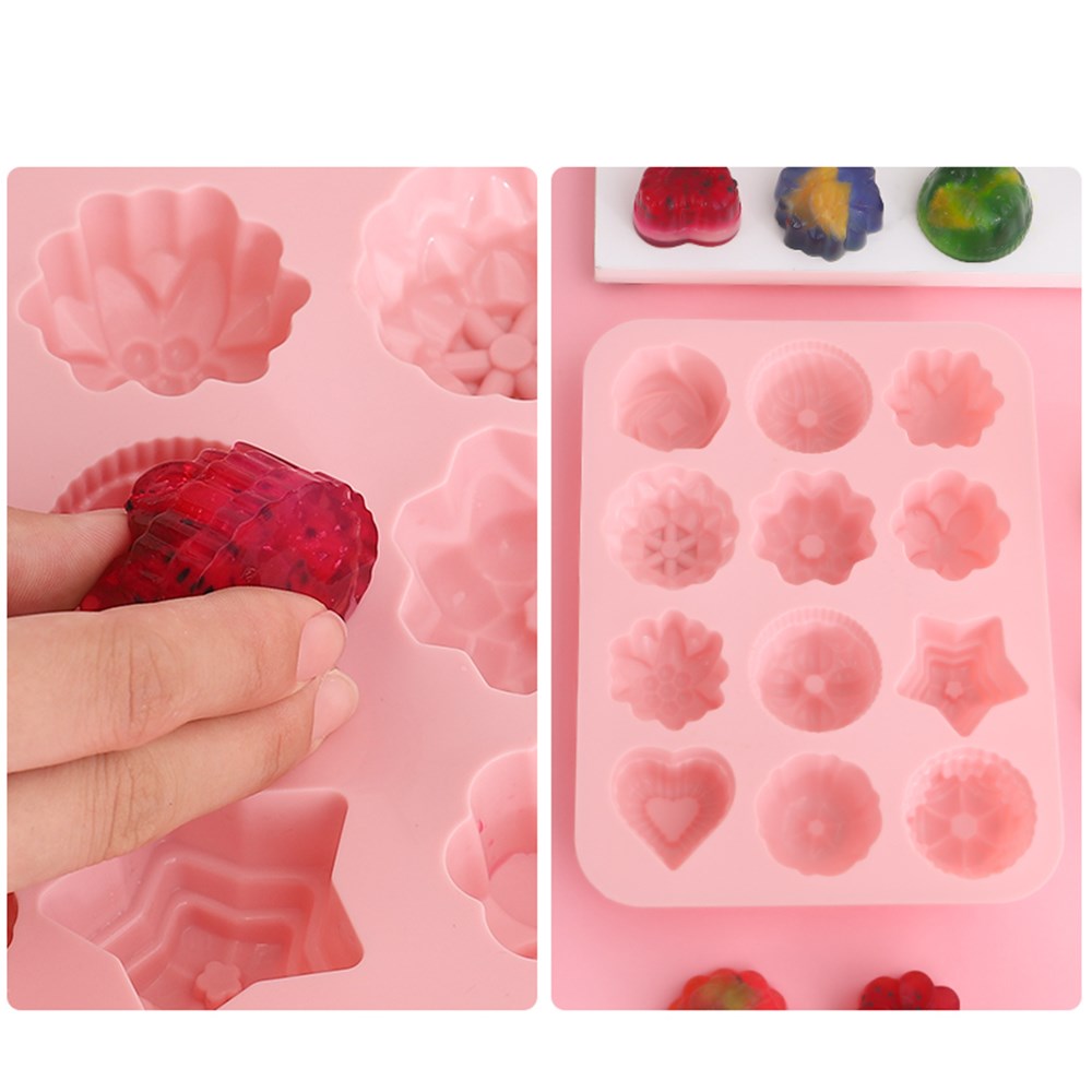 Jelly pudding silicone mold 12 shapes kitchen baking tools n-图0