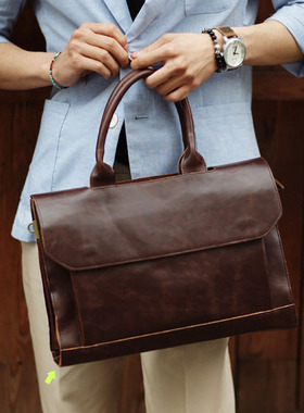 Men Briefcase PU Leather Laptop Bag Business Men's Bag C