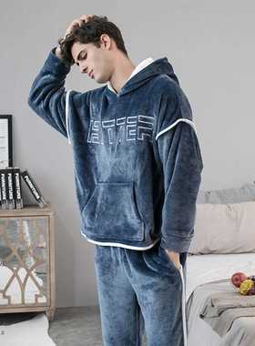2022 New Hooded Flannel Men's Pajama Pants 2 Pieces/Set