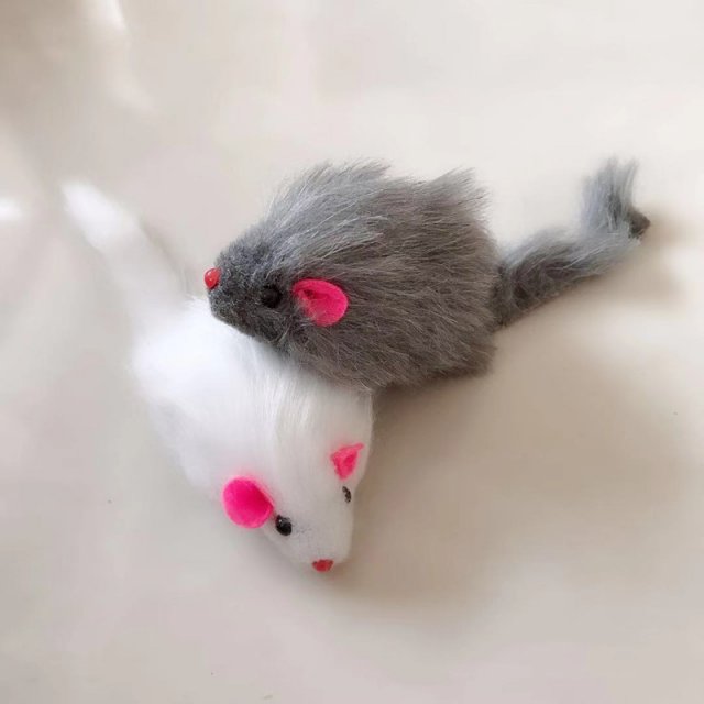 1/2/5Pcs False Mouse Cat Pet Toys Long-haired Tail Mice With - 图1