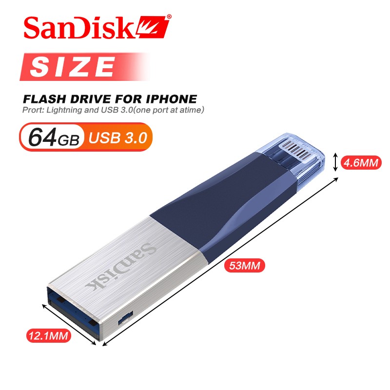 Sandisk iXPAND USB 3.0 OTG Flash Drive 64GB 256GB Lightni - 图1