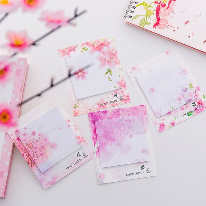 Cute Kawaii Cherry blossoms Memo Pad Sticky Notes Stationer - 图2