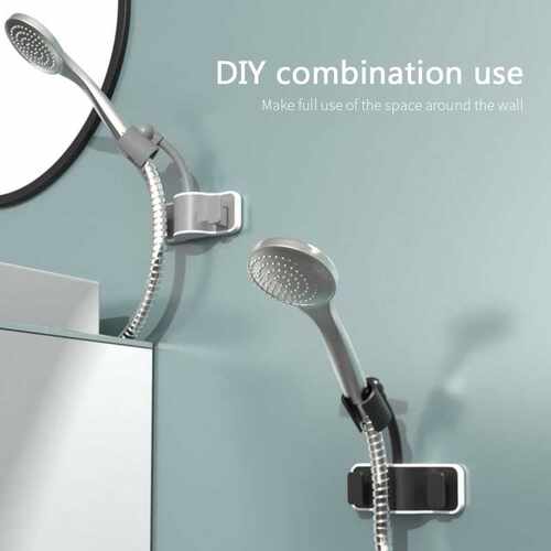 60&deg; Shower Head Holder Adjustable Self-Adhesive Shower H - 图0