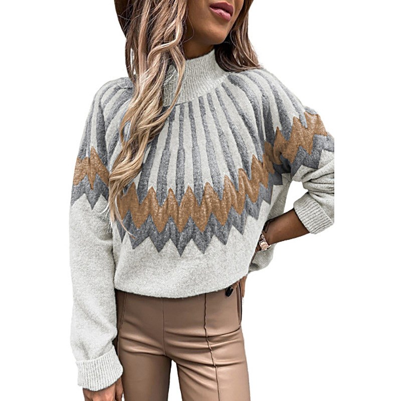 Autumn Winter Women's Turtleneck Sweater Casual Knitting Lon - 图3