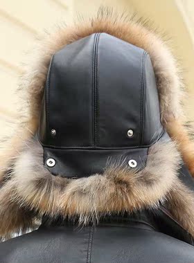 ZDFURS*Winter Men's 100% Real Silver Fox Fur Bomber Hat