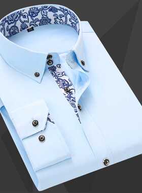 Quality Patchwork Collar Floral Men's Casual Shirts