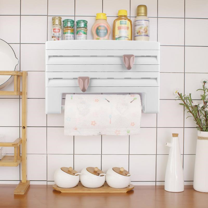 Paper Towel Holder Wall-Mount Sauce Bottle Storage Rack Pape - 图1