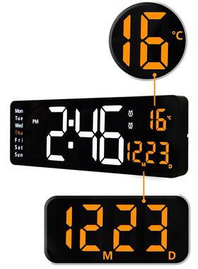 Large Digital Wall Clock Remote Control Temp Date Week Displ