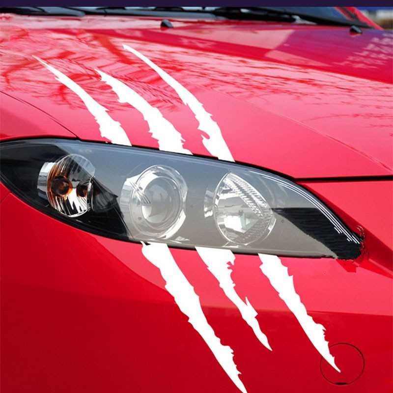 1/2/4/6PCS Car Stickers Reflective Monster Claw Marks Scratc - 图3