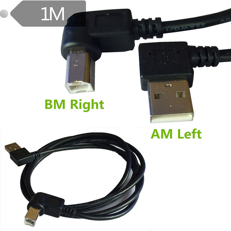 USB Type AM Left Angled Male to B Male Right Angled Plug Pri