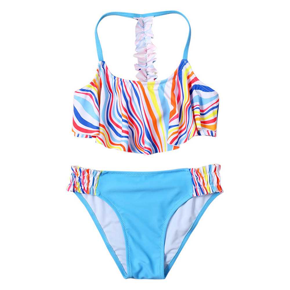 Leaf Print Girls Kids Swimwear Swimsuit 2022 Summer Girl Adj - 图0