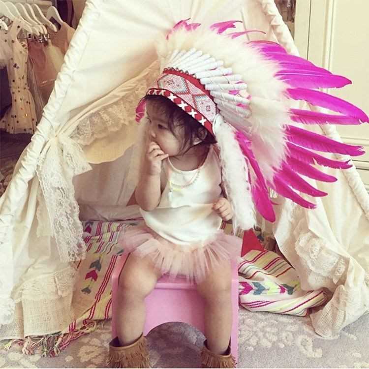 Indian chief feather headdress children shooting props party - 图3