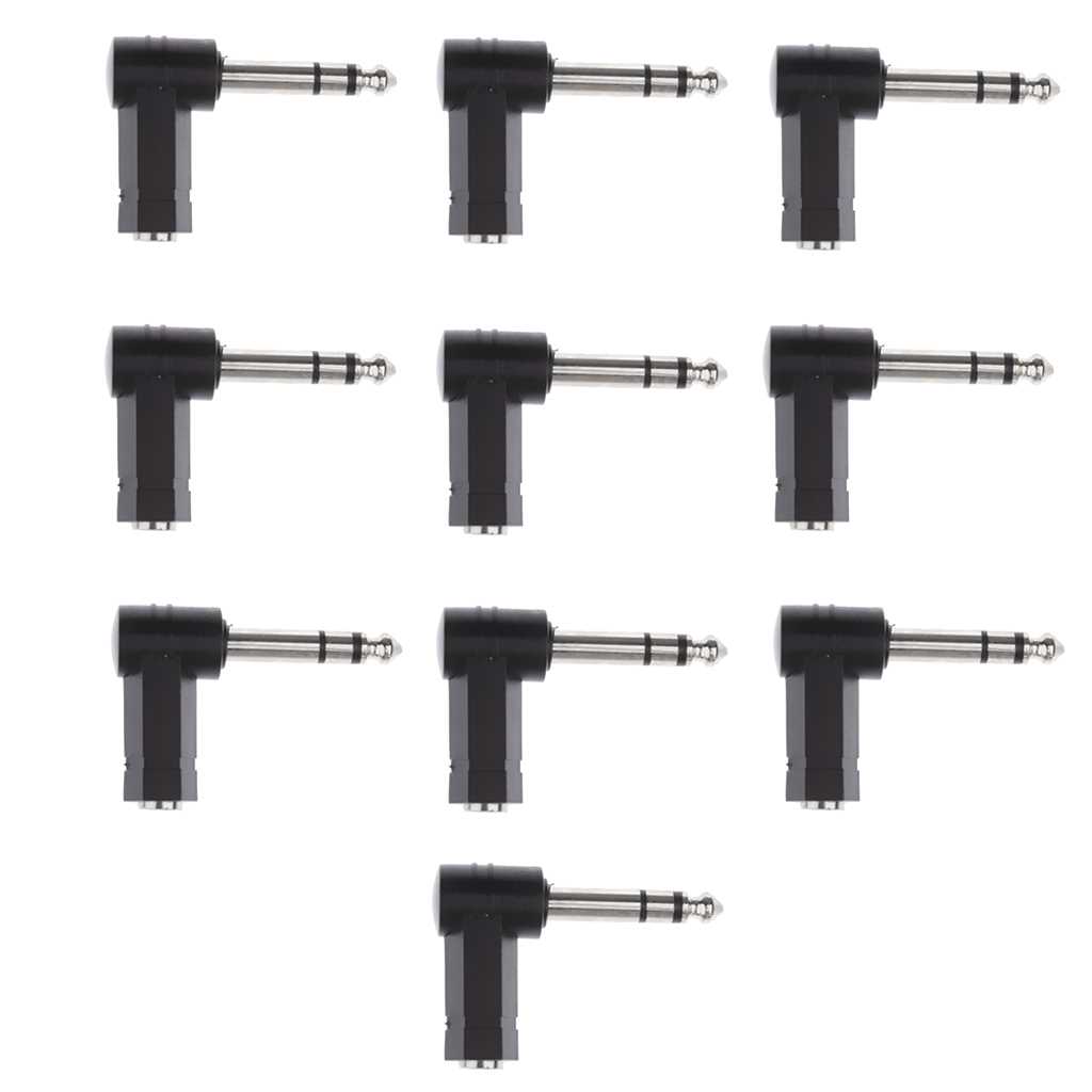 10Piece 90Degree 6.35mm Male to 3.5mm Female Stereo Headphon - 图0