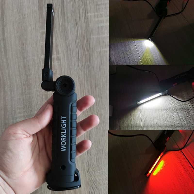 Magnet Working LED Flashlight COB Lamp Built in USB Recharge-图2