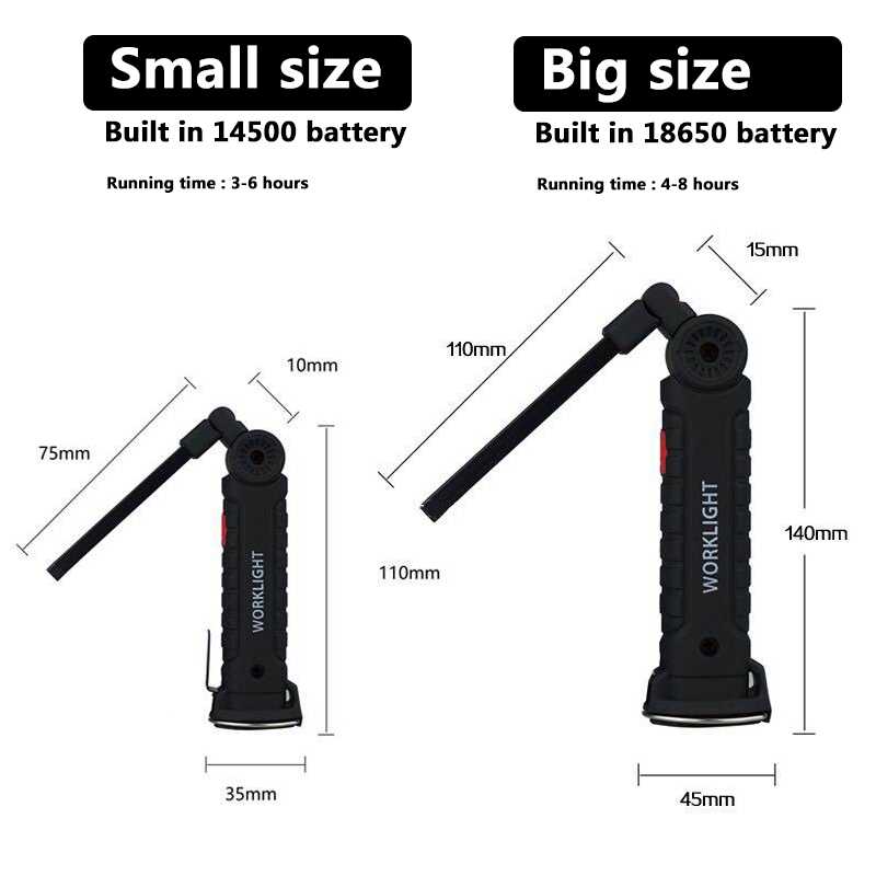 Magnet Working LED Flashlight COB Lamp Built in USB Recharge-图0