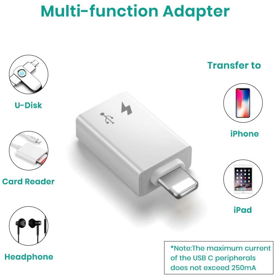 iOS to USB C Type C (Female) to iOS (Male) Adapter OTG Adap - 图0