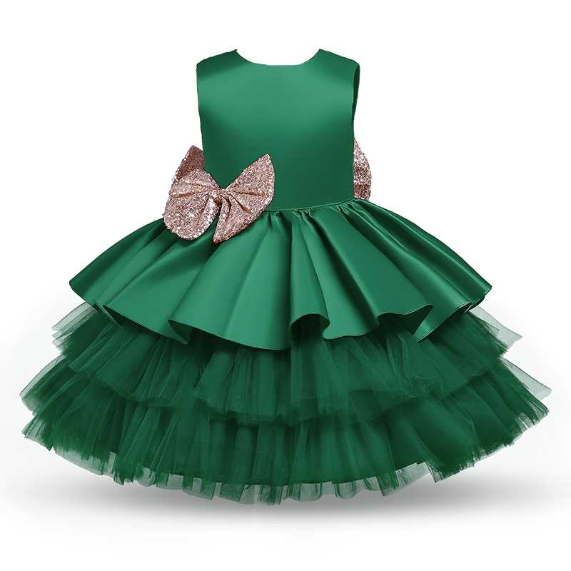 Toddler Baby Girl Dress Big Bow Baptism Dress for Girls Fi-图2