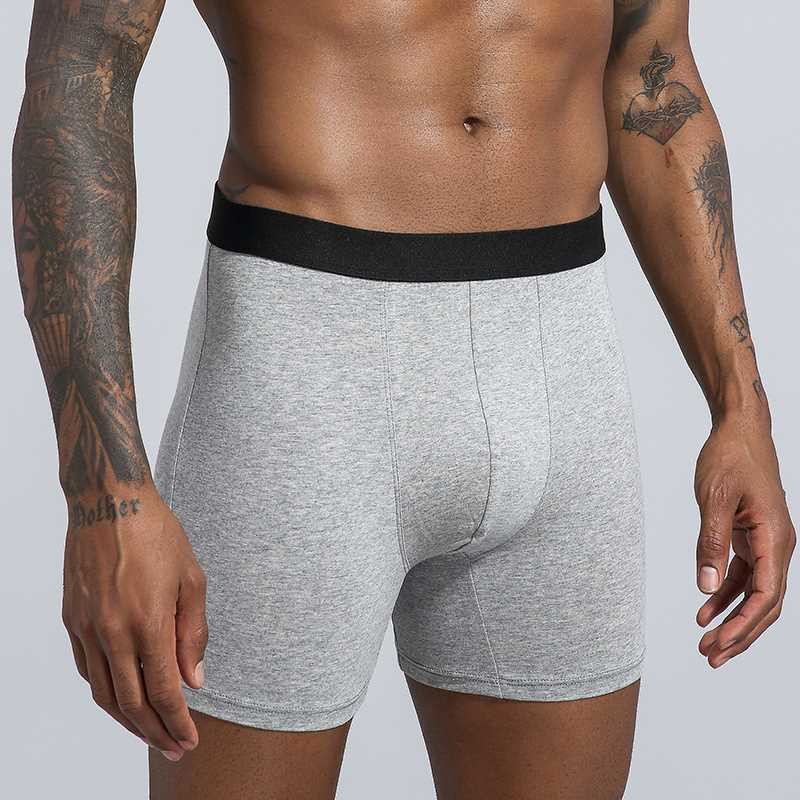 Cotton Men's Panties Underwear Boxer Shorts Long Leg Com - 图0