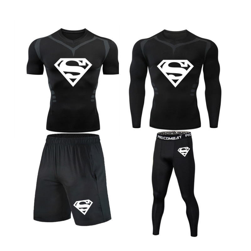 HOT Compression Men Sport Suits Quick Dry Fit Running Leggin - 图0