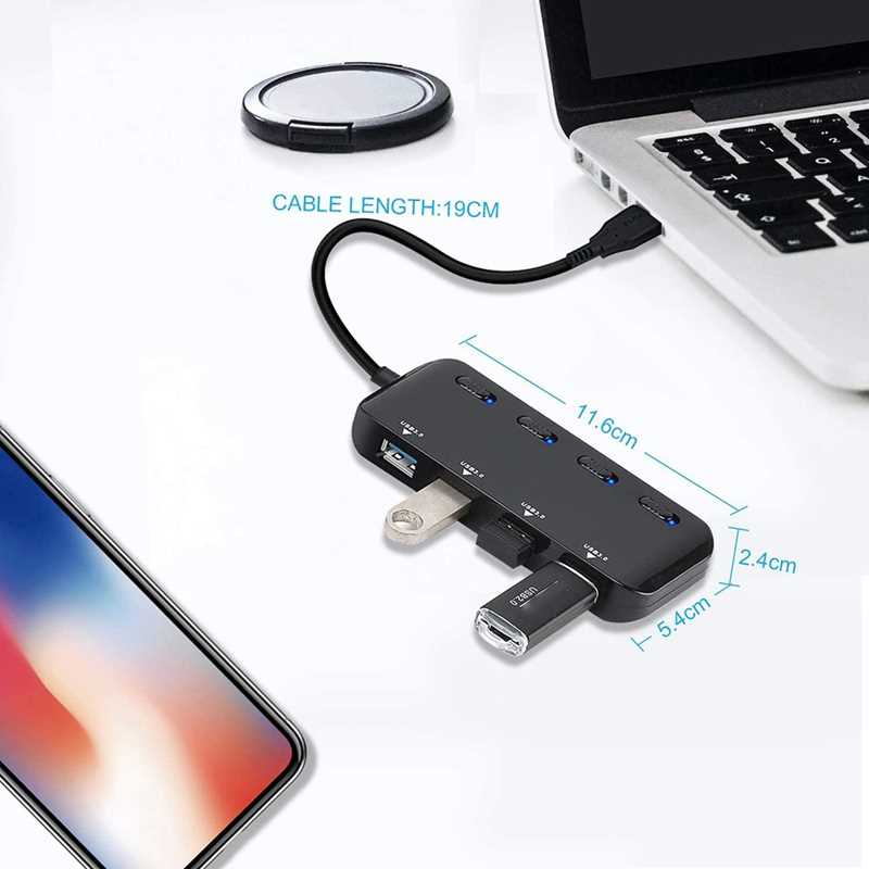 USB 3.0 Hub Ultra-Thin USB Splitter,4 Port USB Extension wit - 图1