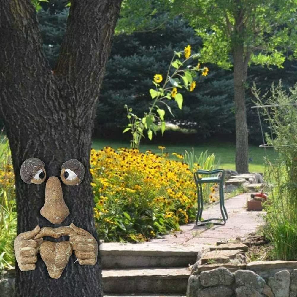 Glowing Tree Face Decoration Funny Old Man Tree Hanger Yard - 图1