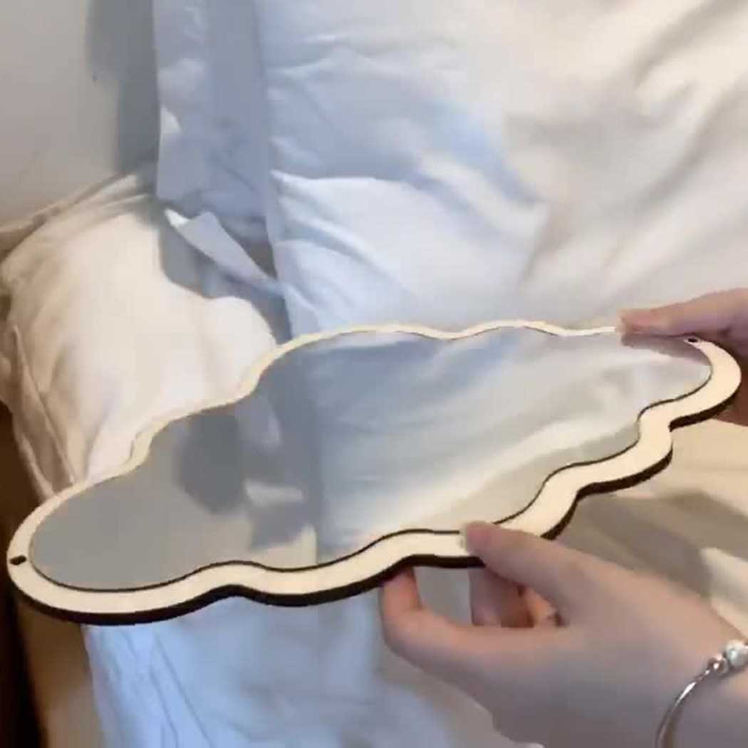 Cloud-shaped Mirror Wooden Frame Acrylic Makeup Mirror Irreg - 图3