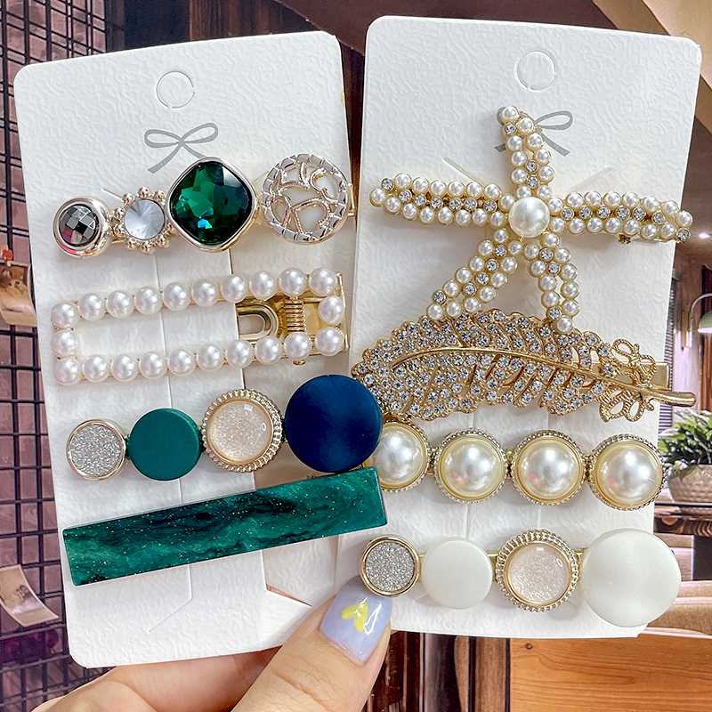 New Fashion Pearl Hair Clip For Women 2022 Girls Geometric R - 图1