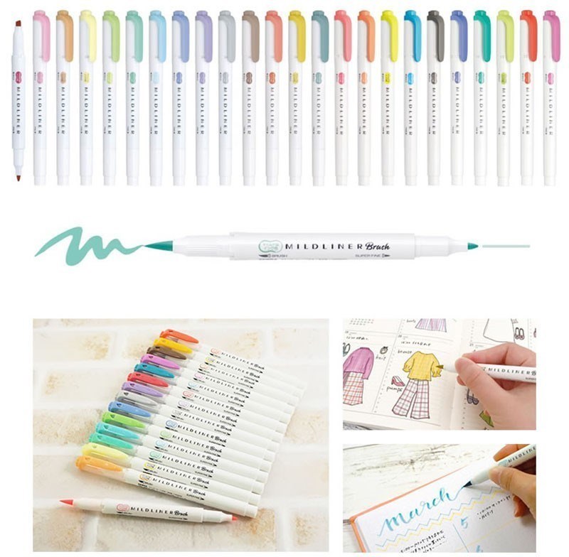 5pcs/set japan zebra mildliner color WFT8 brush pen - 图0