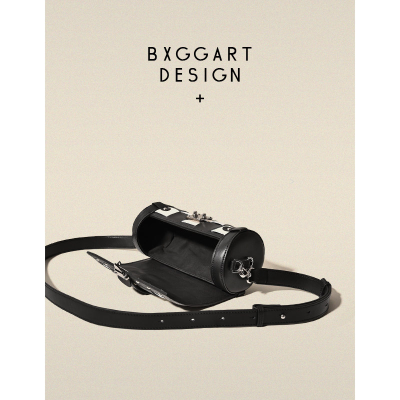 真皮棋盘格小众设计女2022年圆筒包 波西格格女士包袋