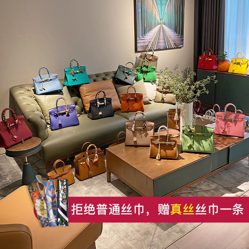 头层牛皮铂金包女士2022真皮包包 波西格格女士包袋