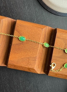 春季新货天然澳洲玉玛瑙银镶嵌复古水晶手链珠宝首饰无瑕对抗焦躁