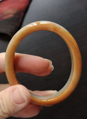 无烧红翡小圈口贵妃雕刻手镯现货