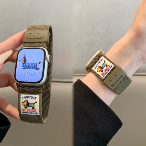 适用苹果手表iwatch10表带可爱腊肠狗涂鸦平纹磁吸扣applewatch98 - 图2