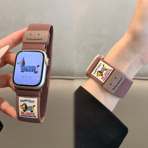 适用苹果手表iwatch10表带可爱腊肠狗涂鸦平纹磁吸扣applewatch98 - 图1