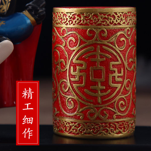 程老师京剧人物笔筒川剧脸谱熊猫办公摆件中国特色礼品送老外礼物 - 图1