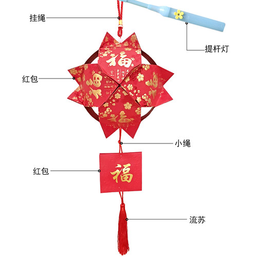 新年纯手工红包灯笼元旦创意亲子手提灯制作儿童DIY花灯材料包 - 图2
