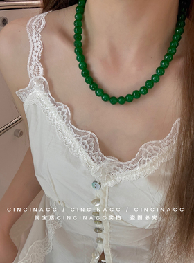 无品牌玻璃珠钛钢女时尚项链