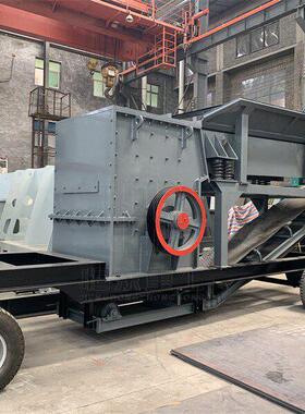 混凝土破碎机建筑垃圾破碎站鹅卵石锤式破碎制砂机轮胎箱式打沙机