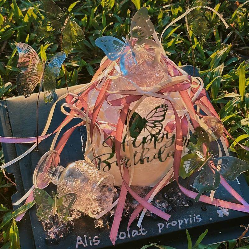 3.8妇女节氛围感幻彩蝴蝶蛋糕装饰母亲节酒杯摆件DIY蝴蝶结丝带,淘宝优惠券,粉丝福利购,淘宝优惠卷