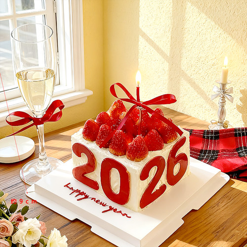 爆款2026新年马年跨年草莓蛋糕装饰红色亚克力数字春节氛围感甜品 - 图3