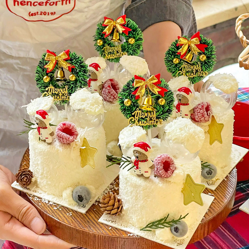 2025网红圣诞节拼盘蛋糕装饰主题迷你小蛋糕小熊蜡烛草圈圣诞树,淘宝优惠券,粉丝福利购,淘宝优惠卷