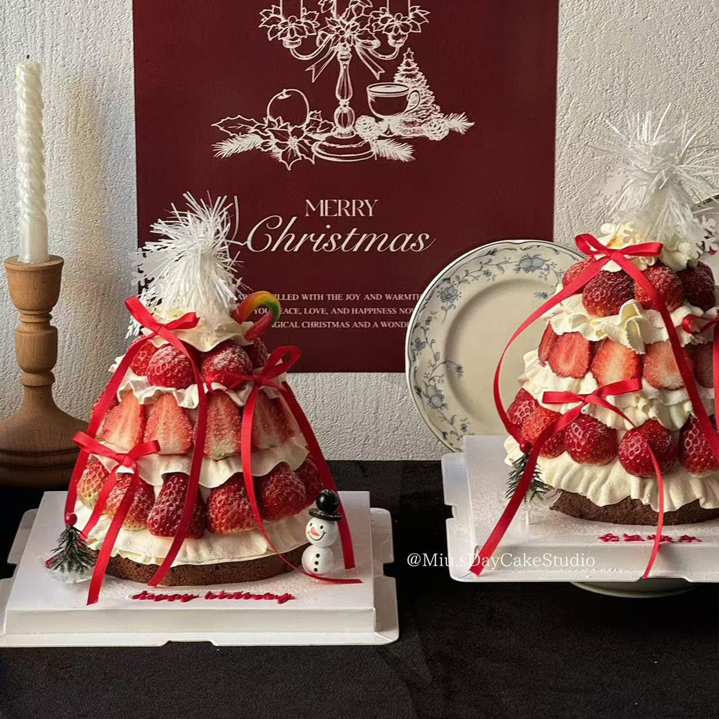 爆款圣诞节氛围感草莓塔蛋糕装饰礼帽圣诞雪人雨丝雪花蝴蝶结丝带,淘宝优惠券,粉丝福利购,淘宝优惠卷