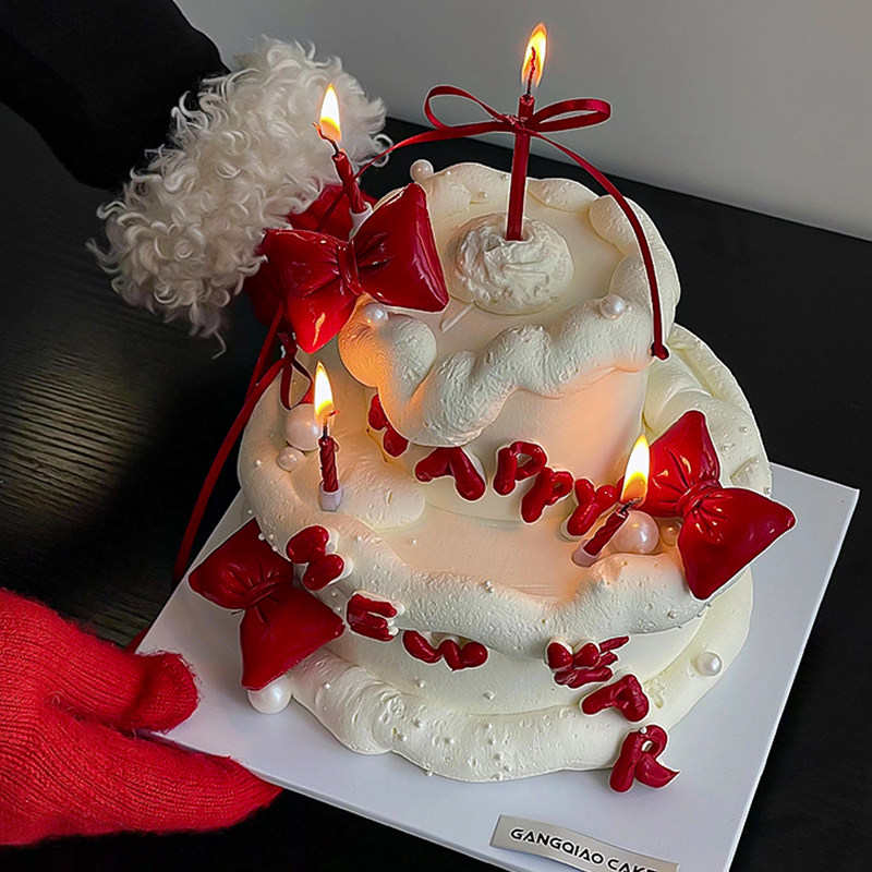 2025新年元旦跨年简约风蛋糕装饰立体蝴蝶结DIY丝带铅笔蜡烛插件,淘宝优惠券,粉丝福利购,淘宝优惠卷