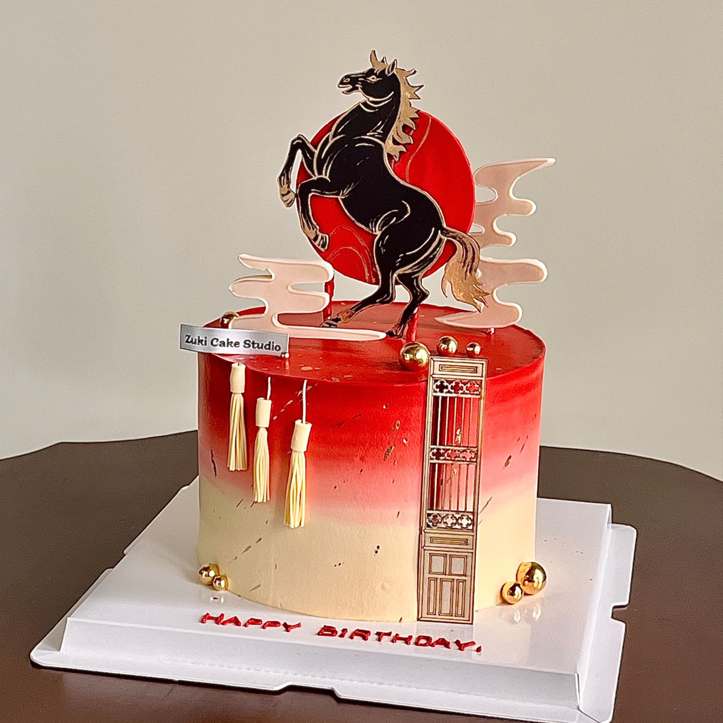 中式高级感朝阳奔腾骏马男士生日蛋糕装饰新年马年氛围感屏风装饰,淘宝优惠券,粉丝福利购,淘宝优惠卷