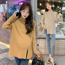 Gestational Woman Dress Semi-High Collar Sweater Autumn Winter Beat Undershirt 2023 New Warm Fashion Casual Breastfeeding Blouse