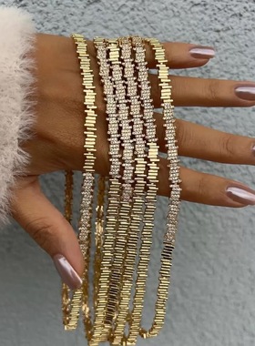 出口余INS高级感白金锁骨链简约小众设计碎银子不规则锆石项链