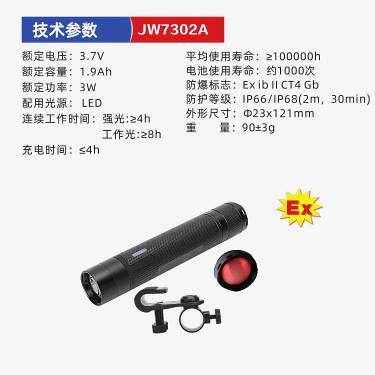 海洋王手电筒jw7302A强光Type c可充电迷你led消防头灯超亮带警灯 - 图0